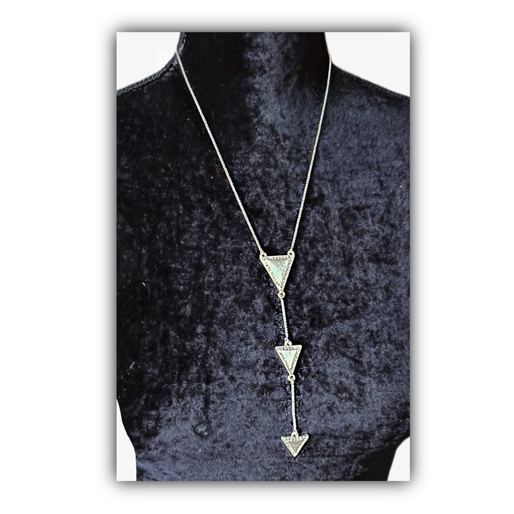 Long silver & bling Triangle Boho Chic Necklace